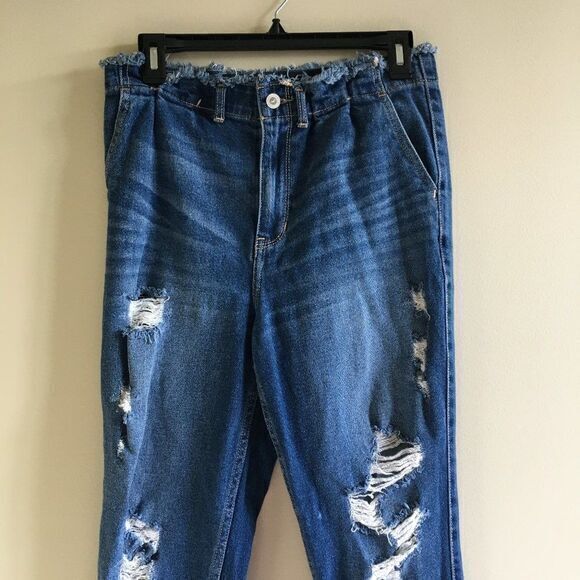 Hollister ultra high rise mom jeans vintage stretch ripped distressed 1R W25xL27 - Picture 2 of 9